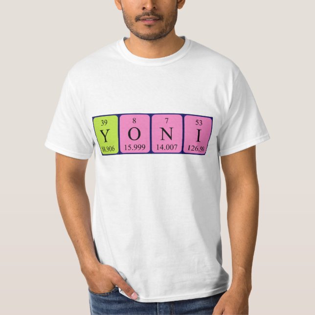 Camisa periódica do nome da mesa Yoni (Frente)