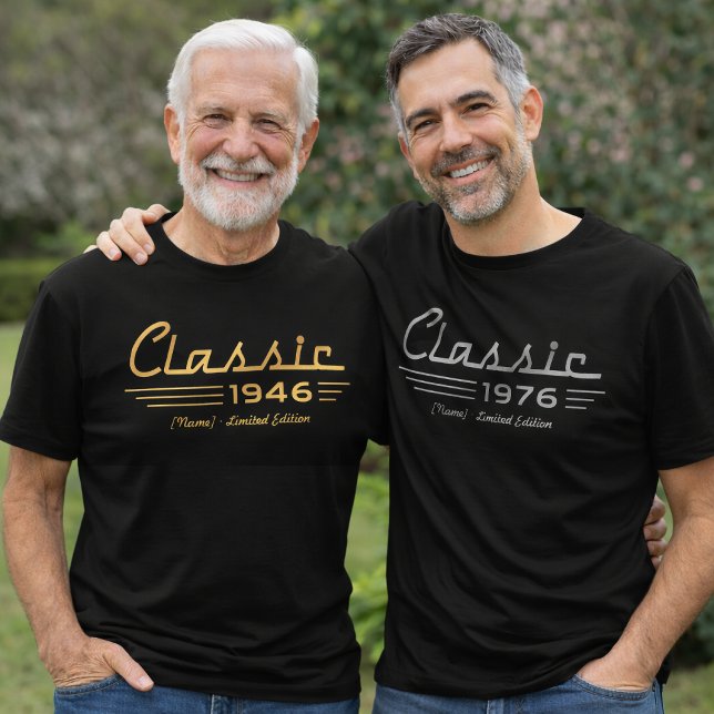 Camisa Personalizada Ano de Nascimento, Estilo Vin (Custom Birth Year Shirt, Classic Car Style Vintage T-Shirt, Personalized Gift for Any Age)