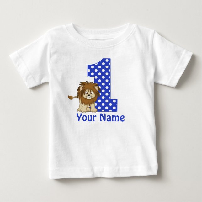 Camisa Personalizada Azul de Leão primeiro anivers (Frente)