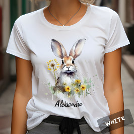 Camisa Personalizada Bunny Dandelion Watercolor