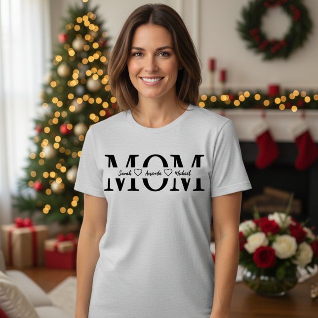 Camisa Personalizada com Nome da Mamãe e dos Filho (Custom Mom & Kids Name Shirt – Personalized Gift)
