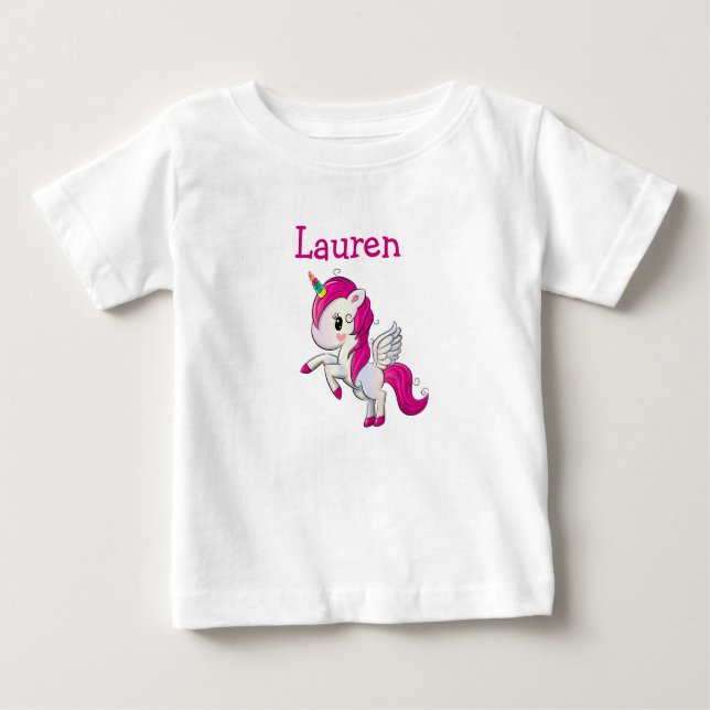 Camisa Personalizada com Nome de Menina Unicórnio  (Frente)