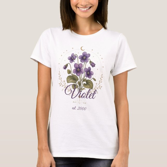 Camisa Personalizada com Nome e Flor de Nascimento (Frente)