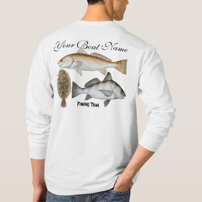 Camisa personalizada da equipe da pesca costeira (Verso)