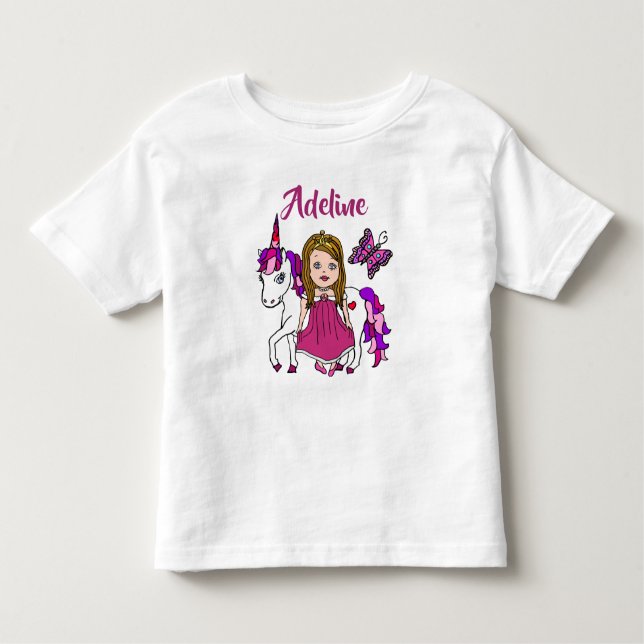Camisa Personalizada da Linda Princesa e Unicórnio (Frente)