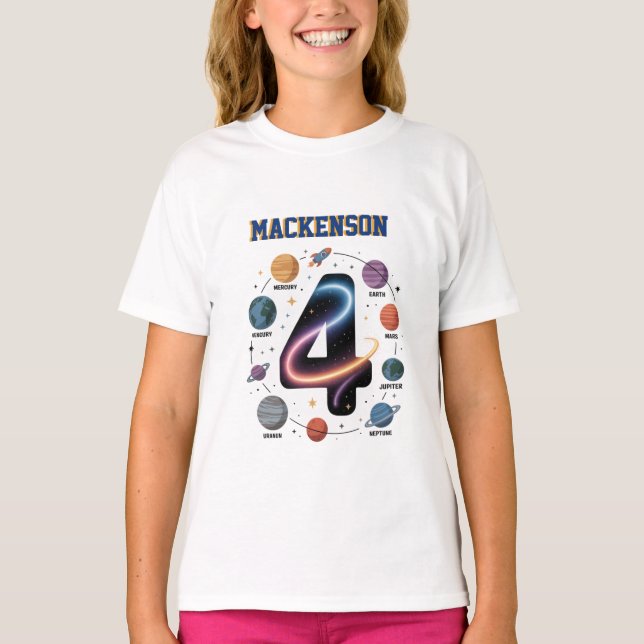Camisa personalizada de aniversário de 4 anos com  (Frente)