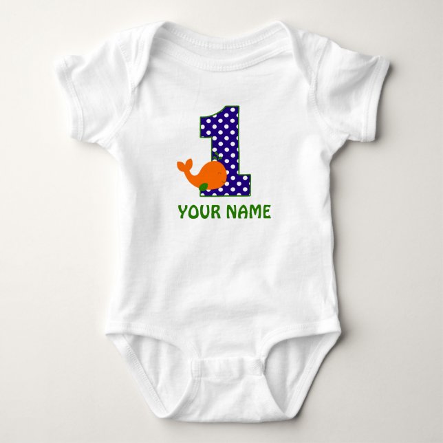 Camisa Personalizada de Baleia primeiro aniversari (Frente)