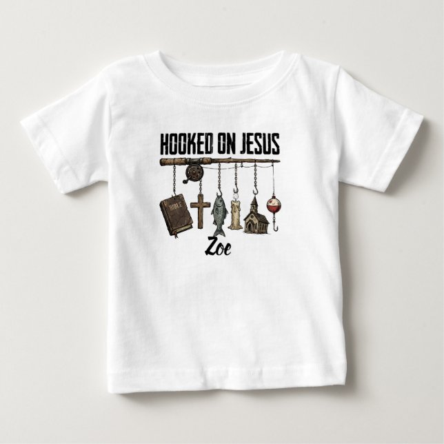 Camisa Personalizada de Bebê Preso a Jesus (Frente)