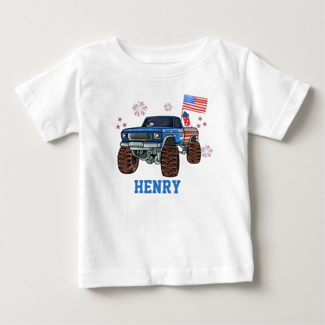 Camisa Personalizada de Caminhão Monstro Patriótic (Frente)