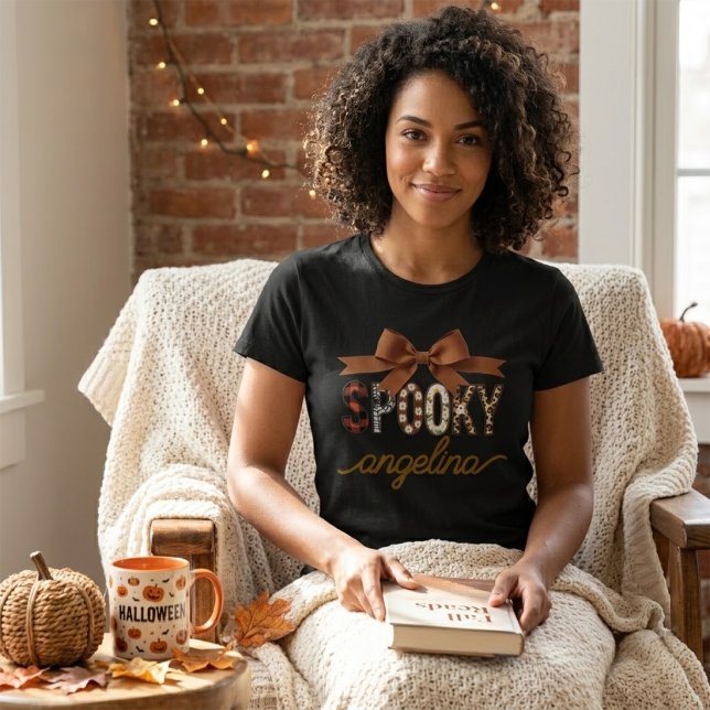 Camisa Personalizada de Fantasma com Laço Fofo, Pr (Criador carregado)