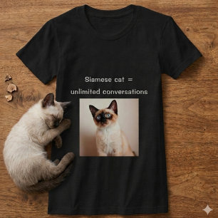 Camisa Personalizada de Gato Siames com Foto Custo