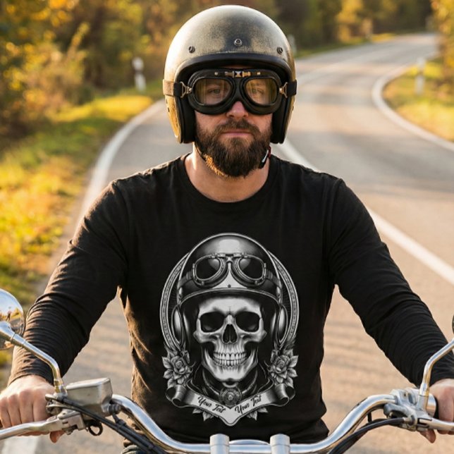 Camisa Personalizada de Motoqueiro com Crânio em M (Criador carregado)