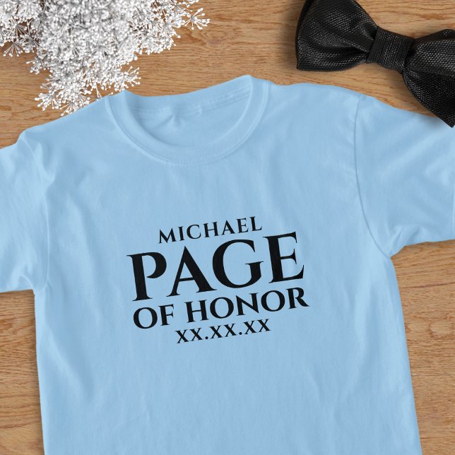 Camisa Personalizada de Pajem de Honra para Crianç (Add your Page of Honor's name and your wedding date)