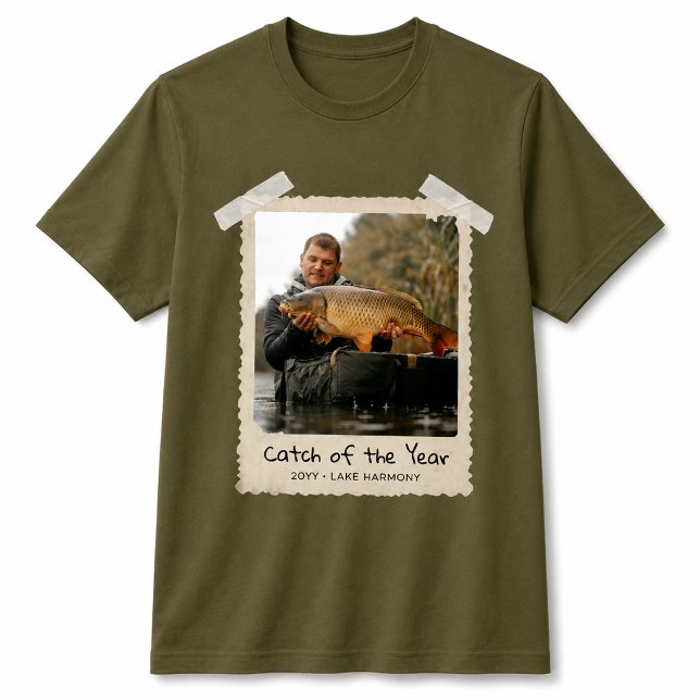 Camisa Personalizada de Pesca, Foto Retro do Pesca (Fishing Custom Photo Shirt, Retro Photo Fisherman T-Shirt)