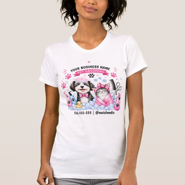 Camisa Personalizada de Pet Shop com Aquarela Fofa (Frente)
