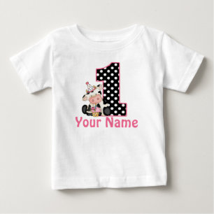 Camisa Personalizada de Vaca Rosa-primeiro anivers