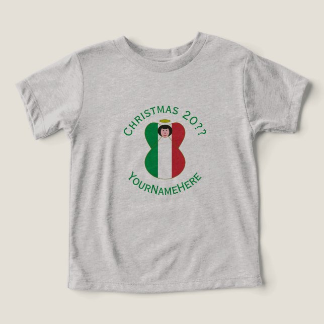 Camisa Personalizada do Anjo Italiano de Natal par (Design frontal)