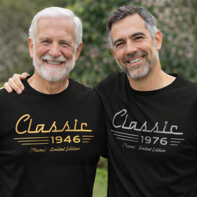 Camisa Personalizada do Ano de Nascimento, Estilo  (Custom Birth Year Shirt, Classic Car Style Vintage T-Shirt, Personalized Gift for Any Age)