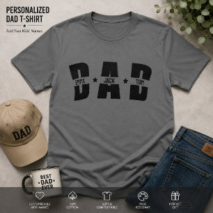 Camisa personalizada do papai com nomes das crianç