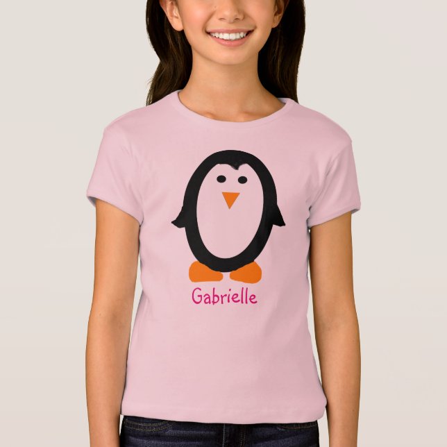 Camisa personalizada do pinguim para meninas (Frente)