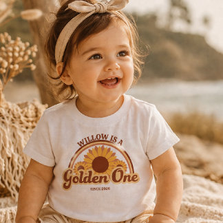 Camisa Personalizada Dourada Um Aniversário Menina