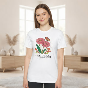 Camisa Personalizada Nome Flor para Professores de