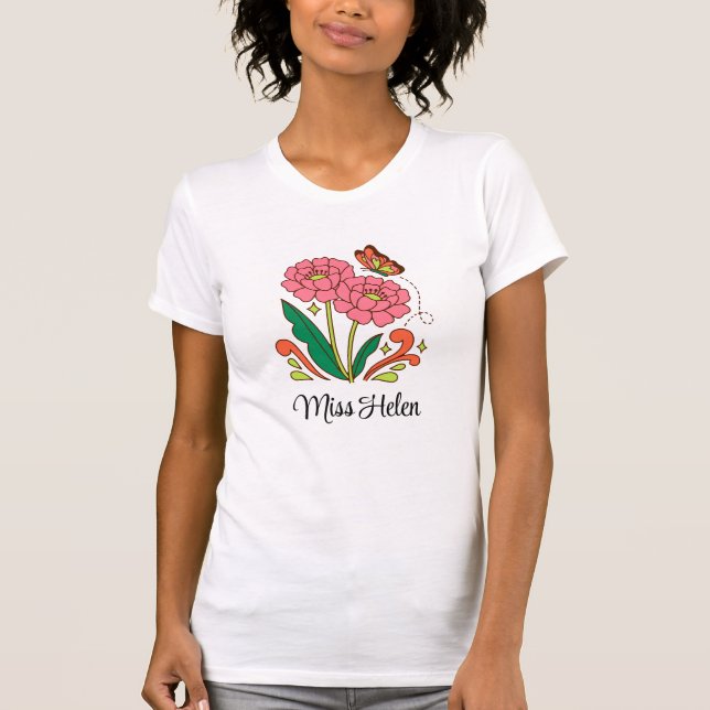Camisa Personalizada Nome Flor para Professores de (Frente)