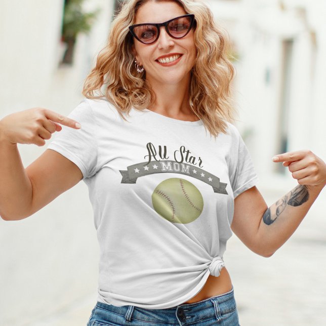 Camisa Personalizada Vintage para Mãe de Softbol (Criador carregado)