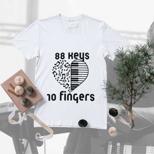 Camisa Piano "88 Keys 10 Fingers" - Músico e Pian ("88 Keys 10 Fingers" Piano Shirt - Musician & Piano Lover Tee)