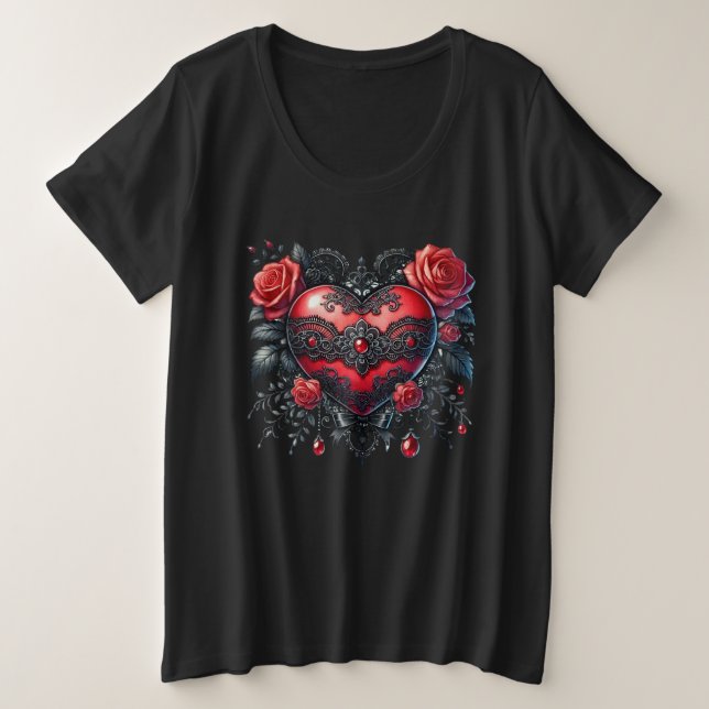 Camisa Plus Size Gothic Heart Valentine (Frente do Design)
