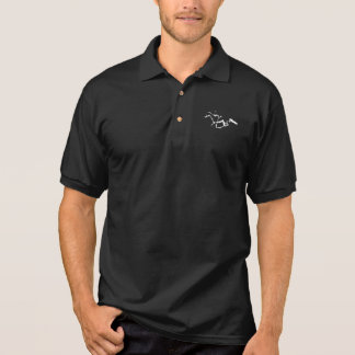 Camisa Polo Corrida de cavalos - design branco a preto
