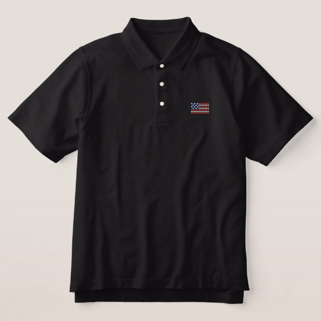 Camisa polo masculina de bandeira americana - band (Design Front)