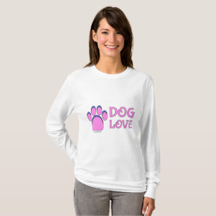 Camisa por muito tempo sleeved do amor do cão