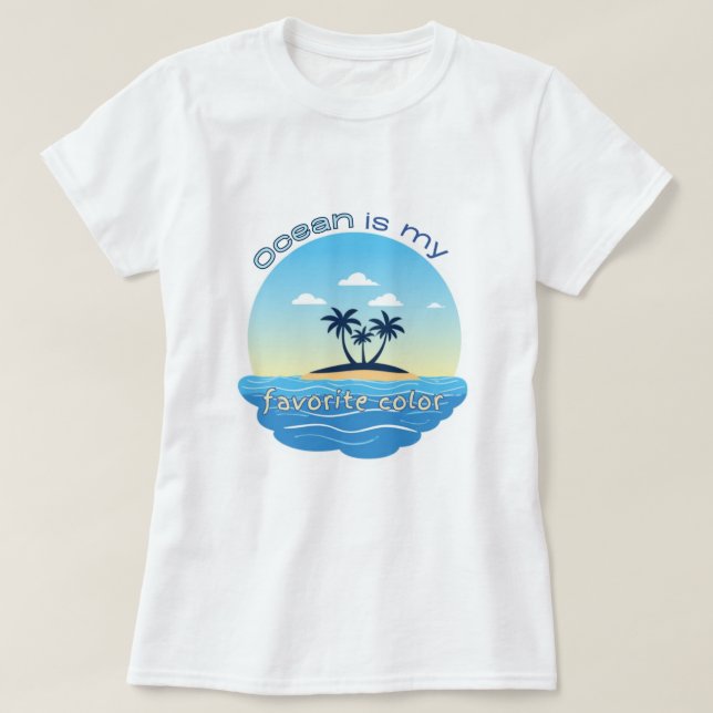 Camisa Praia Meu Cor Favorito é o Oceano (Frente do Design)