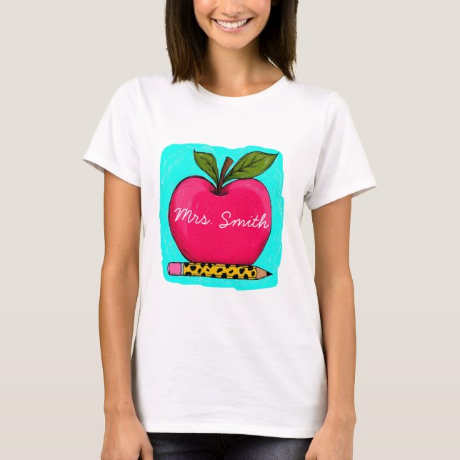 Camisa Preppy Rosa Maçã Nome Professor (Frente)