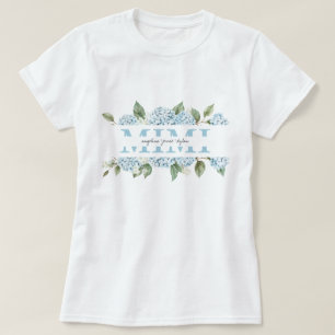 Camisa Presente Avó Nomes dos Netos Hortênsias Azu