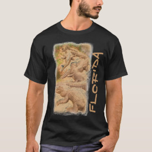 Camisa preta caras de jacaré da Flórida