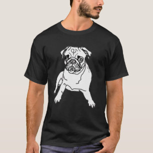 Camisa Preta da Moda Cachorro Pug Preto e Branco D