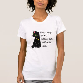 camisa preta de gato branca para mulheres