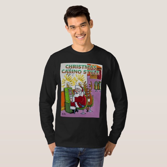 Camisa preta de manga comprida do estilo Casino de (Frente Completa)