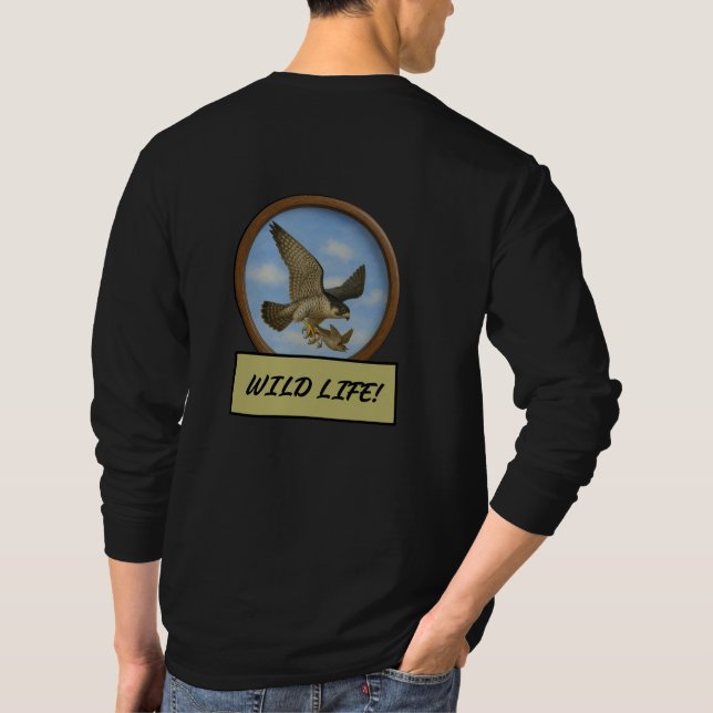 Camisa preta de manga longa do Falcão-peregrino (Verso)