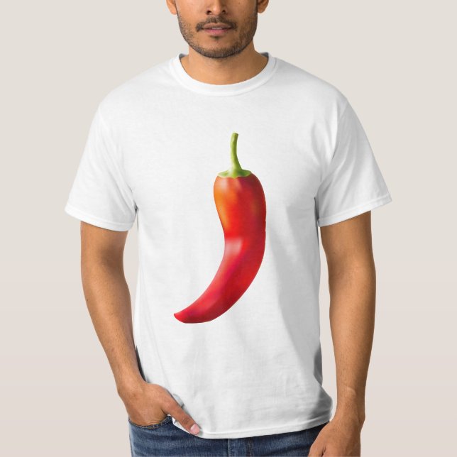 Camisa preta de pimenta quente vermelha (Frente)