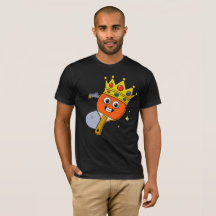 Camisa Preta de Tênis de Mesa com Paddle de Desenh