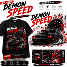 Camisa Preta Demon Speed Muscle Car Dark Racing - 