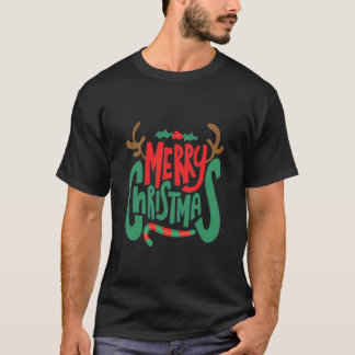 Camisa preta design de Natal feliz