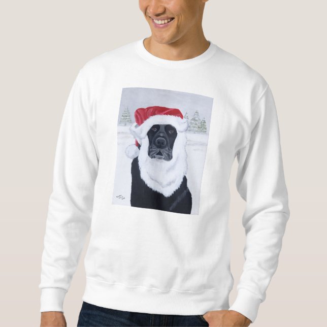 Camisa preta do papai noel do Natal de Labrador (Frente)