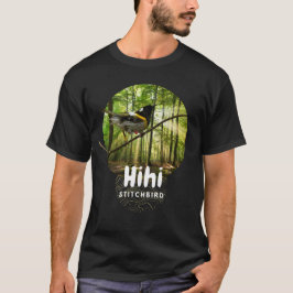 Camisa preta do pássaro hihi da Nova Zelândia em e
