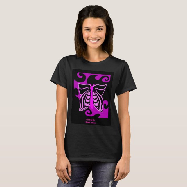 Camisa preta do T das mulheres do design da (Frente Completa)