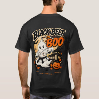 Camisa Preta Faixa em Boo Karatê de Halloween