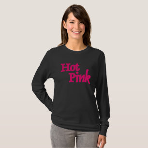 Camisa preta feminina manga longa rosa quente
